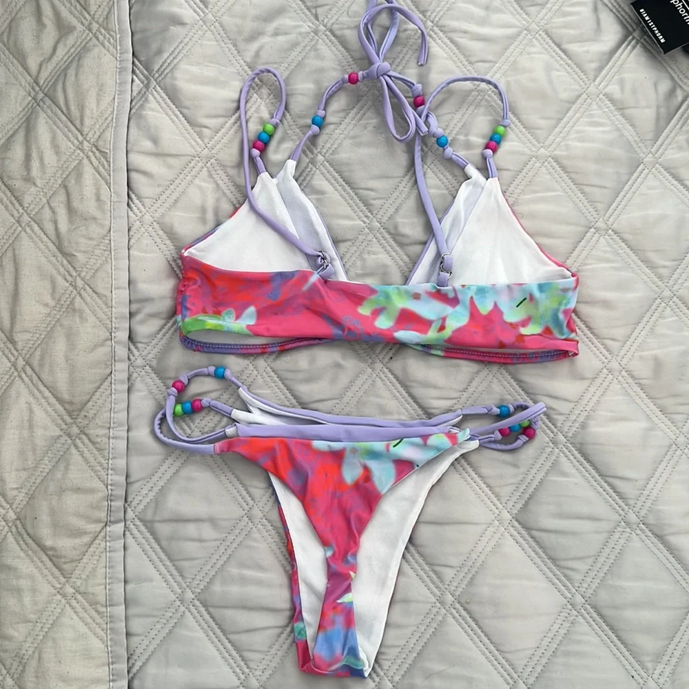 Flower power beaded bikini size Small - Picture 4 of 6